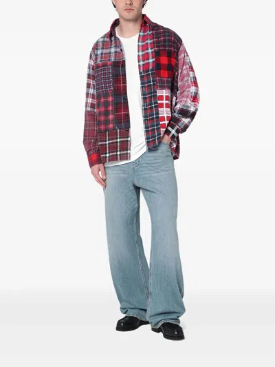 Needles Red Check Pattern Patchwork Shirt