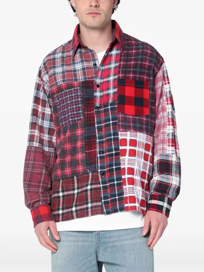 Needles Red Check Pattern Patchwork Shirt