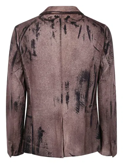 Avant Toi Felted Rever Jacket With Black Brush Strokes Effect Clothing