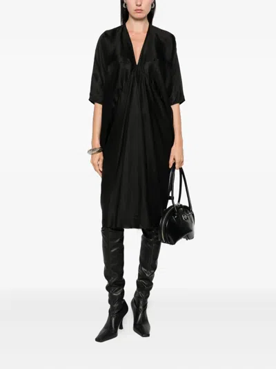 Rick Owens Concordians Kite Midi Dress In Black