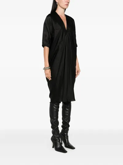 Rick Owens Concordians Kite Midi Dress In Black