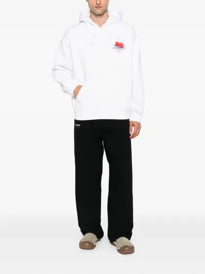 Carhartt Hooded Graphic Print Sweater With Front Pocket In White