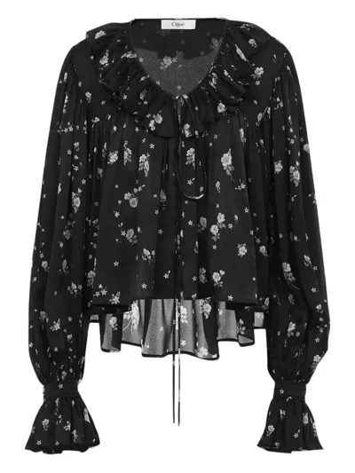 Chloé Ruffled Floral Print Blouse
