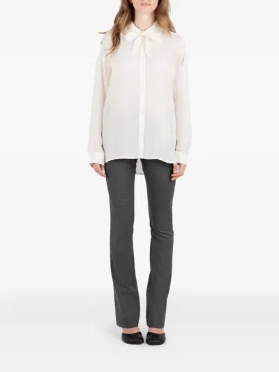 Société Anonyme Bow-neck Button-front Shirt In White