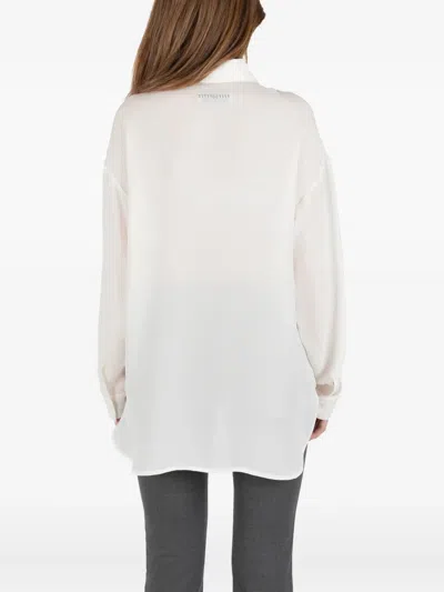Société Anonyme Bow-neck Button-front Shirt In White