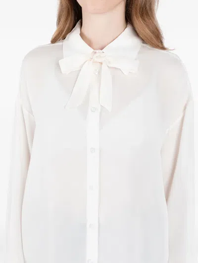 Société Anonyme Bow-neck Button-front Shirt In White