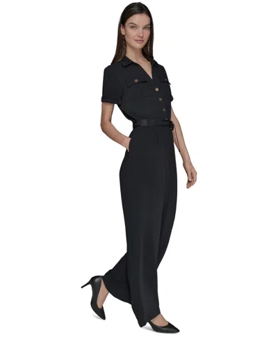 Karl Lagerfeld Women's Button-down Belted Jumpsuit