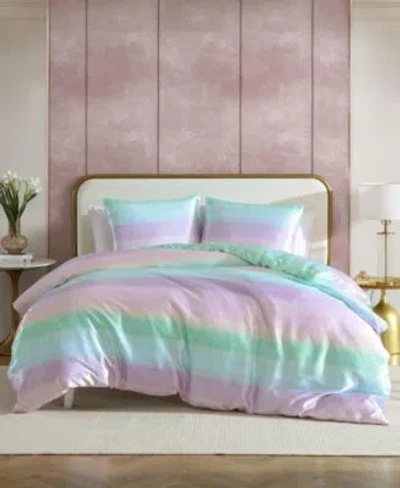 Betsey Johnson Ombre Satin Reversible Duvet Cover Set In Multi