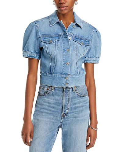 Paige Kendra Puff Sleeve Denim Jacket In Blue