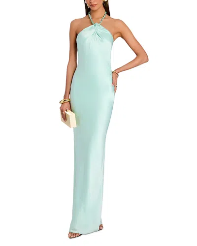 Retroféte Anat Beaded Halter Dress In Blue