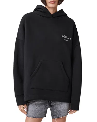 Allsaints Skull Etienne Oversize Cotton Blend Hoodie In Black