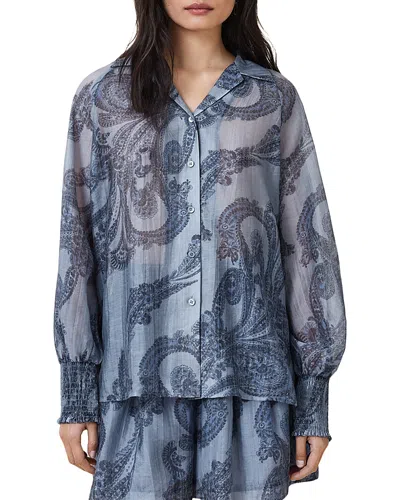 Allsaints Womens Isla Paisley-print Lyocell-blend Shirt Lita Denim Blu In Blue