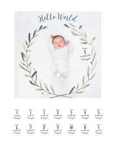 Lulujo Hello World Photo Blanket & Monthly Card Set - Baby