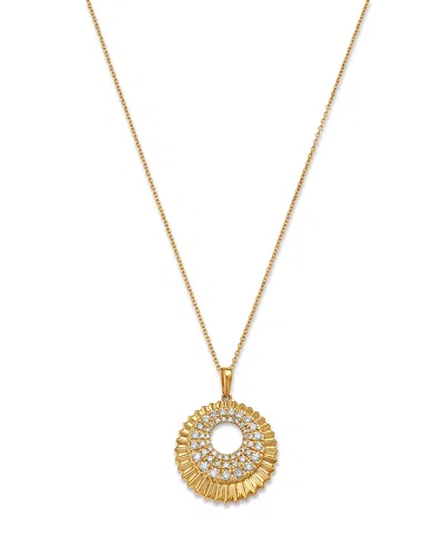 Bloomingdale's Fine Collection Diamond Sunray Texture Circle Pendant Necklace In 14k Yellow Gold, 0.50 Ct. T. W.