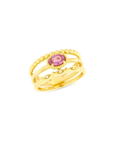 Bloomingdale's Fine Collection Pink Sapphire & Diamond Triple Stack Look Ring In 14k Yellow Gold