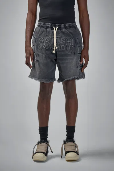 Satoshi Nakamoto Denim Moto Short In Gray