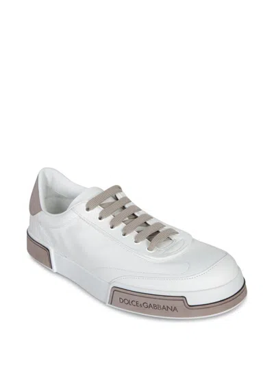 Dolce & Gabbana Portofino Yatch Sneakers In Calfskin Color White And Dove Grey In White