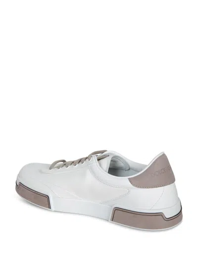 Dolce & Gabbana Portofino Yatch Sneakers In Calfskin Color White And Dove Grey In White