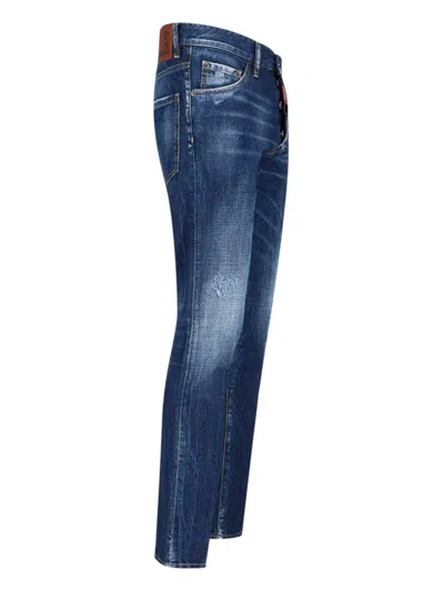 Dsquared2 Straight Leg Stretch Denim Jeans With Vintage Finish In Blue