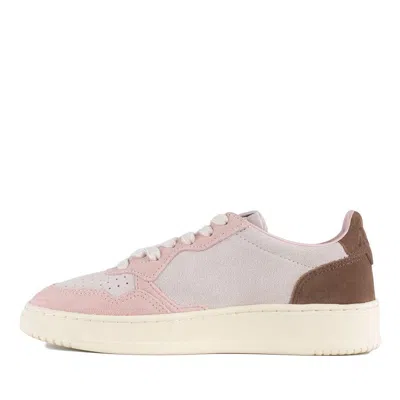 Autry Medalist Low Tricolor Sneakers In Suede Color Powder And Ebony