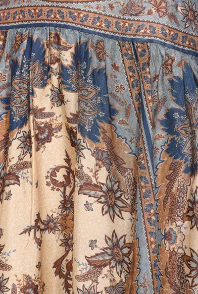 Zimmermann Womens Blue Cream Indienne Ascension Tiered Silk Midi Skirt Xs In Multi