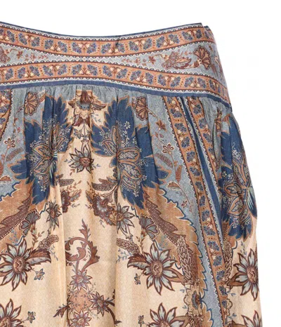 Zimmermann Womens Blue Cream Indienne Ascension Tiered Silk Midi Skirt Xs In Multi