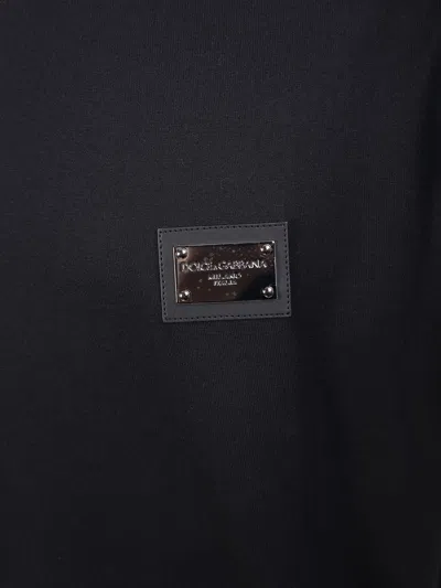 Dolce & Gabbana Dolce&gabbana Black Crewneck T Shirt With Logo Plaque In Black