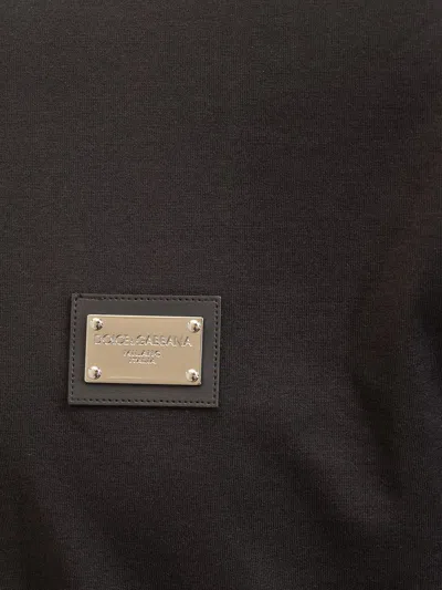 Dolce & Gabbana Dolce&gabbana Black Crewneck T Shirt With Logo Plaque In Black