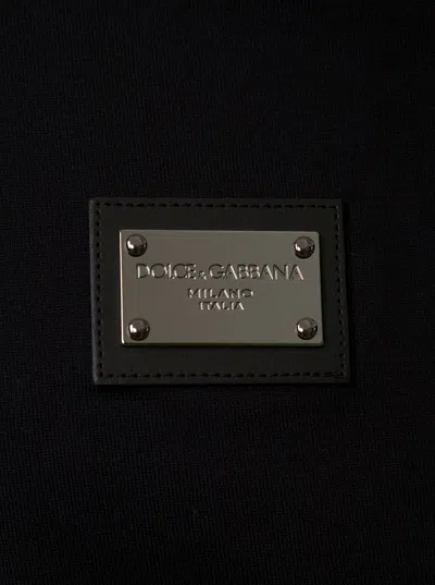 Dolce & Gabbana Dolce&gabbana Black Crewneck T Shirt With Logo Plaque In Black