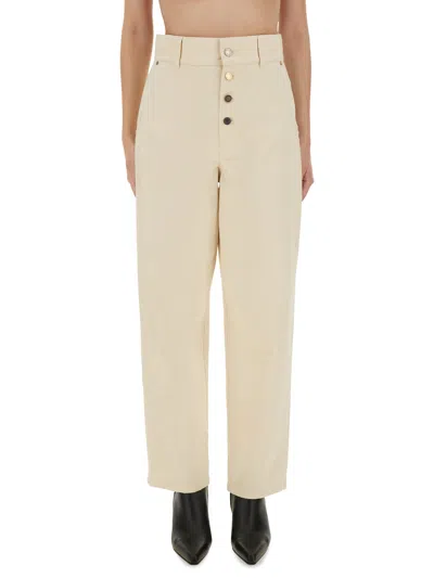 Moschino Ankle-length Cotton Gabardine Trousers With High Waist