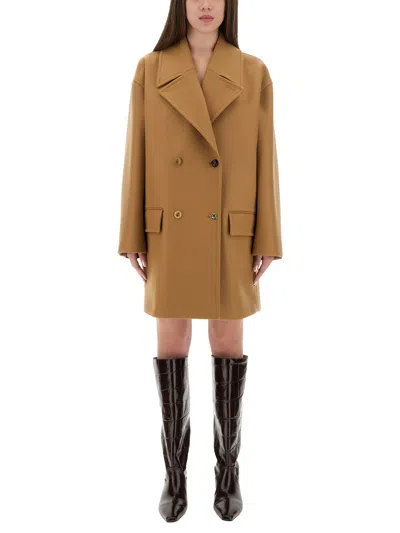Moschino Double-breasted Wool Coat With Wide Lapel