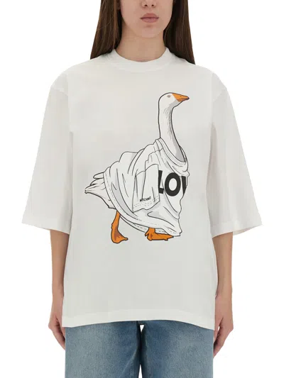 Moschino Graphic Front Print T-shirt With Ribbed Neckline