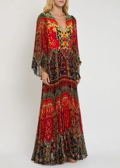 Alice And Olivia Alice + Olivia Bennett Floral-print Pleated Chiffon Maxi Dress