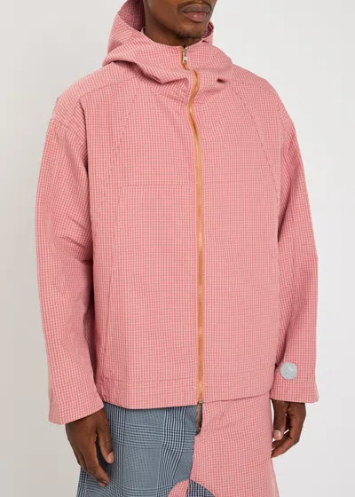 Pdf Channel Low Ride Checked Cotton-blend Jacket In Pink