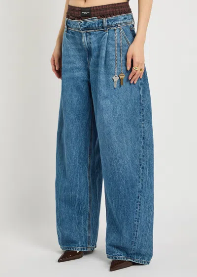 Alexander Wang T Alexanderwang.t Boxer-effect Wide Barrel-leg Jeans In Blue