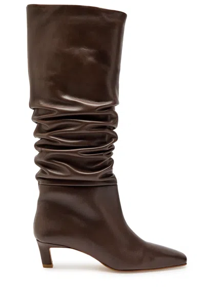 Alohas 50mm Kalila Gathered Leather Tall Boots In Brown