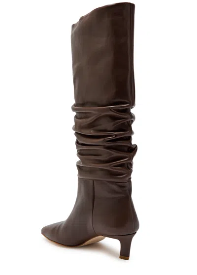 Alohas 50mm Kalila Gathered Leather Tall Boots In Brown