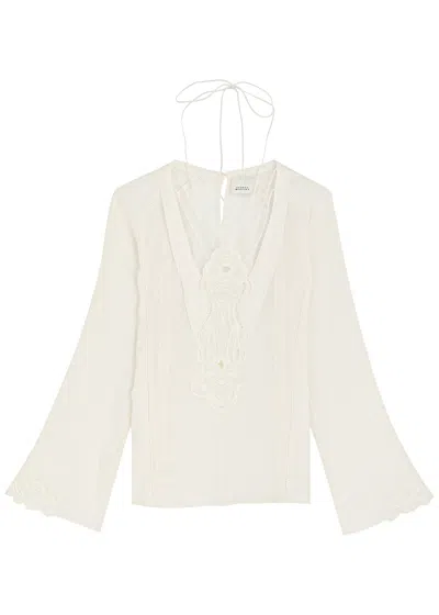 Isabel Marant Luna Embroidered Semi-sheer Woven Blouse