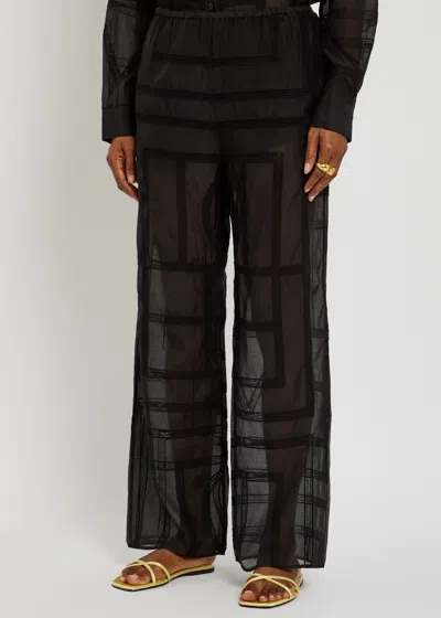 Totême Toteme Logo Semi-sheer Cotton-blend Pyjama Trousers