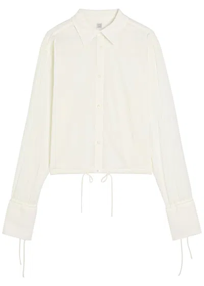 Totême Toteme Semi-sheer Plissé Cotton Shirt