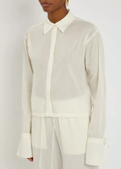 Totême Toteme Semi-sheer Plissé Cotton Shirt