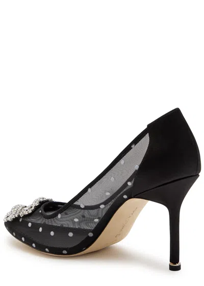 Manolo Blahnik Hangisi 90 Polka-dot Mesh Pumps