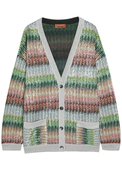Missoni Striped-intarsia Metallic-knit Cardigan
