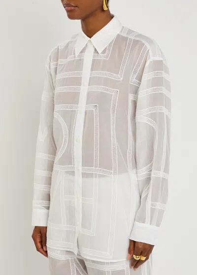 Totême Toteme Logo Semi-sheer Cotton-blend Pyjama Shirt