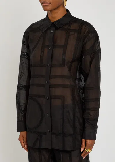 Totême Toteme Logo Semi-sheer Cotton-blend Pyjama Shirt