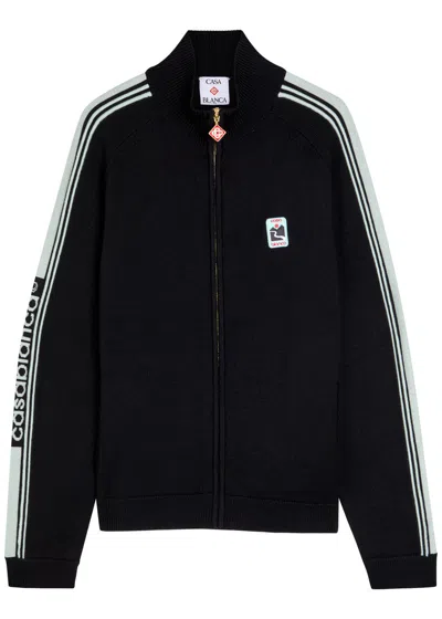 Casablanca Merino Wool Sweatshirt With Logo In Black