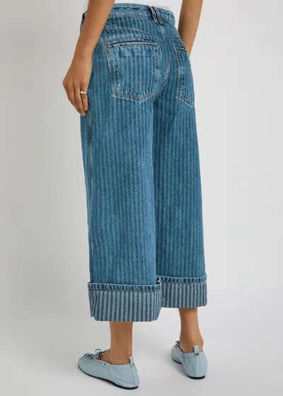 Free People Brette Striped Cropped Wide-leg Jeans