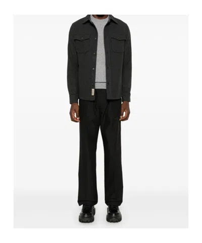 Woolrich Long-sleeved Crewneck Jumper In Gray