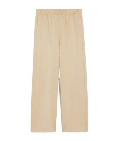 Max Mara Cotton And Silk Jersey Fleece Trousers In Multi