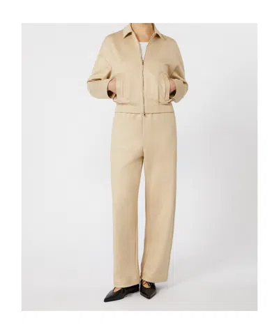 Max Mara Cotton And Silk Jersey Fleece Trousers In Multi